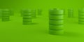 Grid of Batteries on green background. Sustainability concept Royalty Free Stock Photo