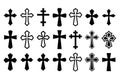 Collection of black Christian cross symbols on white background Royalty Free Stock Photo