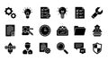 Collection of Black Silhouette Representing Business Processes, Ideas, and Management lightbulb Royalty Free Stock Photo