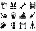 Collection of construction and safety icons representing tools and equipment Royalty Free Stock Photo