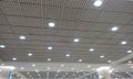 Grid ceiling and gypsum ceiling make an nice architectural interior false ceiling view or design for an commercial building such