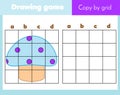 Grid copy worksheet. educational children game. Printable drawing activity for toddlers and kids. Draw mushroom