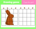 Grid copy worksheet. educational children game. Printable drawing activity for toddlers and kids. Easter theme