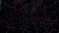 Grid, corner structure from glowing particles. Seamless loop motion background