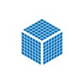 Grid Cube with pattern grid in three sides. Vector design