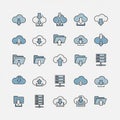 A grid of digital icons representing cloud computing concepts Royalty Free Stock Photo