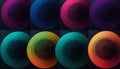 Eight colorful gradient spheres with halftone dot patterns Royalty Free Stock Photo