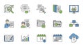 Collection of Business and Data Management Icons with Documents and Charts analysis graph Royalty Free Stock Photo
