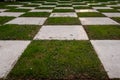 Grid Garden with Grass and Quad White Tiles