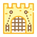 Grid goal of ancient castle color icon vector illustration