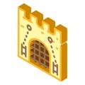 Grid goal of ancient castle isometric icon vector illustration