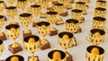 Gold Trophys in an Even Grid on a Simple Concrete Surface Royalty Free Stock Photo