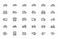 Vehicle transport icon set of car, truck, bike, train, airplane, helicopter, ambulance and bicycle Royalty Free Stock Photo