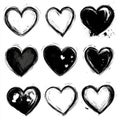 Grid of hand-drawn heart illustrations in various styles and colors Royalty Free Stock Photo