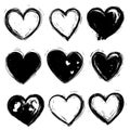 Grid of hand-drawn heart illustrations in various styles and colors Royalty Free Stock Photo