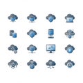 A grid of icons representing cloud computing concepts. Each icon combines elements Royalty Free Stock Photo