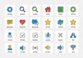Grid layout of 24 icons representing various functions like settings, search, home, Royalty Free Stock Photo