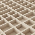 A grid-like pattern of three-dimensional beige cubes arranged in a repetitive, uniform Royalty Free Stock Photo