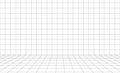 Grid lines wireframe 3d room perspective vector background