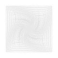 Grid, mesh of lines with circular spiral, twist, roll effect. Whorl, whirl, whirlpool pattern of perpendicular lines. Checkered