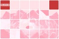 Grid mountain landscape tiled pink abstraction with red inserts Royalty Free Stock Photo