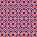 Grid navajo geometric seamless pattern pixel art and rhomb bead shapes texture.