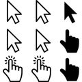 Collection of mouse cursor icons isolated on transparent background Royalty Free Stock Photo