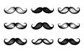 A grid of nine stylized black mustaches Royalty Free Stock Photo