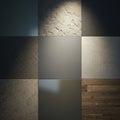 A grid of nine tiles showcases a variety of textures and materials. The top row Royalty Free Stock Photo