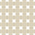 Grid ornamental celtic greek style gold lines seamless pattern. Checkered beautiful colorful vector background. Repeat patterned