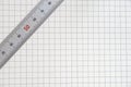 Grid paper background and a ruler scale Royalty Free Stock Photo