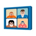 Grid of people in a video call. Online meeting, remote work, or virtual communication interface. Flat illustration for digital Royalty Free Stock Photo