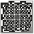Grid perspective illusion. Infinite tunnel pattern. Black white warp field. Vector digital texture. Royalty Free Stock Photo