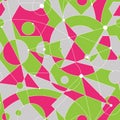 Grid seamless pattern with random geometric shapes and lines Royalty Free Stock Photo