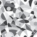 Grid seamless pattern with random geometric shapes and lines Royalty Free Stock Photo