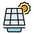 Grid solar panel icon vector flat
