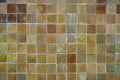 Grid square pattern of the old brown ceramic tile wall, Texture background.