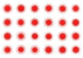 Grid of stylized red spiky circular icons arranged in a structured pattern Royalty Free Stock Photo