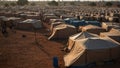 grid of tents in a refugee camp, each one a home for those seeking safety