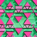 A grid of triangles in shades of pink and green, with a central diamond shape in white3, Generative AI Royalty Free Stock Photo