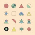 A grid of various geometric shapes on a beige background. Shapes Royalty Free Stock Photo