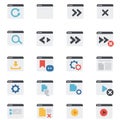 A grid of 20 web browser-style icons, each representing different software functions. Royalty Free Stock Photo