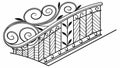 Gridded Iron Railing: Elegant Fence with Square Pattern and Swirls, vector design Generative AI Royalty Free Stock Photo