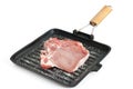 Griddle with raw pork