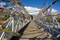 A gridge of Indis river with Buddhist Prayer Flags , Jammu and Kashmir, Ladakh. Royalty Free Stock Photo