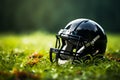 Gridiron chic minimalist photo featuring an American football helmet on grass Royalty Free Stock Photo