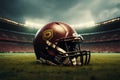 Gridiron essentials on the football field, a powerful image Royalty Free Stock Photo