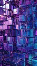 A gridlike pattern of squares and rectangles in shades of purple and blue Royalty Free Stock Photo