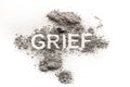 Grief word as sad emotion, mourn for dead loved one