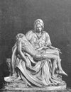 Grieving Mother of God in the Cathedral of Peter in Rome by Michelangelo in the vintage book the History of Arts by Gnedych P.P